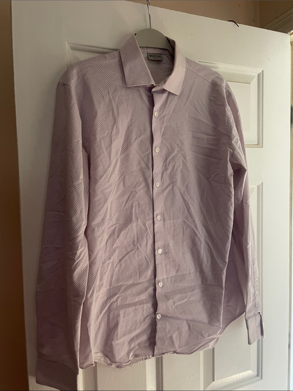 Massimo Dutti Men's Light Pink Micro-Pattern Dress Shirt